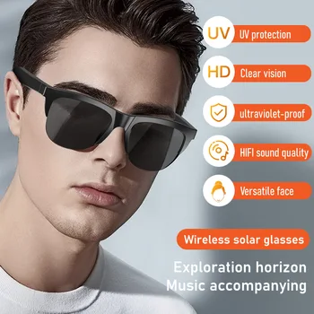 Умные очки с защитой от синего излучения, стереодинамики с двумя динамиками для прослушивания музыки, звонков по сенсорному Bluetooth, модные солнцезащитные очки