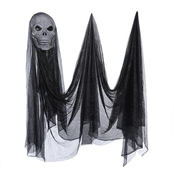 1 шт. Подвесные украшения в виде скелета-призрака на Хэллоуин для вечеринки в помещении, страшный реквизит, черное украшение на Хэллоуин