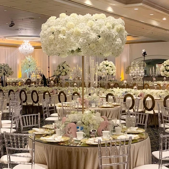 10 шт.) Круглая золотая металлическая подставка для цветов свадебный высокий стол цветочное центральное украшение AB0485