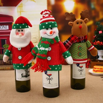 Подарок на Новый Год 2024 Санта Клаус Бутылка Вина Пылезащитный Чехол Рождественский Ноэль Рождественские Украшения для Дома Navidad 2023 Декор Обеденного Стола