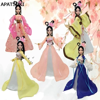 Многоцветный косплей Традиционный китайский костюм Древней красоты, одежда, кукольное платье для кукол Барби, праздничное платье, вечерние платья