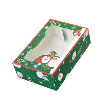 12 шт. / компл. Бумажная подарочная коробка в рождественском стиле, праздничная сенсорная коробка, Картонная коробка для хранения конфет с рисунком снеговика