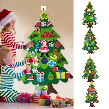 Рождественская елка из фетра для малышей 3 фута, Рождественская елка из фетра своими руками со съемными украшениями, гобелены, украшения, подарки Navidad