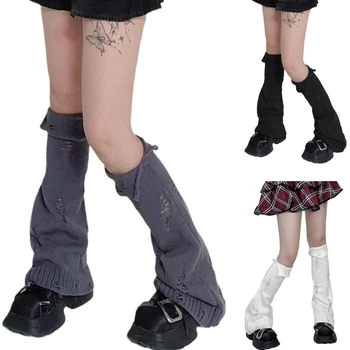Гетры в японском стиле, длинные носки из готической вязки, леггинсы, гетры, осенне-зимние манжеты, носки на щиколотках.