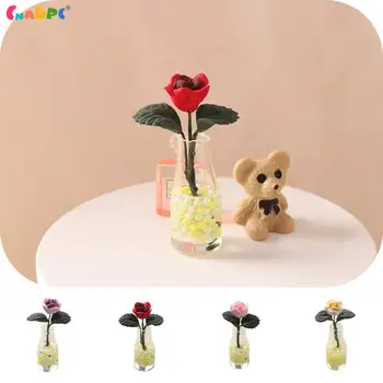 Кукольный домик 1:12, миниатюрная ваза для роз, мини-цветочный горшок, Цветочная композиция, растение в горшке, сад, кукольный дом, игрушка для декора,