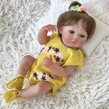 45 см Кукла-реборн для новорожденной девочки во все тело, реалистичная мягкая на ощупь 3D кожа с видимыми венами, художественная кукла Луг