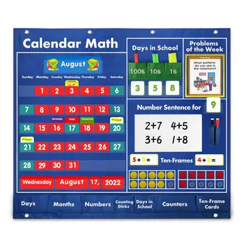 Карманный календарь для учащихся, обучающий математике, Карманный календарь, Красочный календарь с карточками с цифрами, карточки со словами, портативный