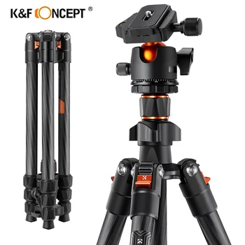 K & F Concept 63,78-дюймовый Штатив Для Камеры Из Углеродного Волокна Для DSLR Портативный Передвижной Штатив с Шаровой Головкой для Панорамы на 360 Градусов, Быстросъемный