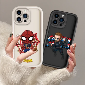 Marvel Капитан Америка Человек-Паук Для Apple iPhone 15 14 13 12 11 Mini XS XR X 8 7 Pro Max Plus Pro Мягкий Чехол-Лестница Для Телефона