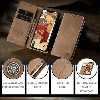 Кожаный чехол для iPhone 13 Pro Luxury Case с Адсорбцией для iPhone 13Pro Max, Чехлы, Пылезащитный Отсек Для хранения, Флип-чехол
