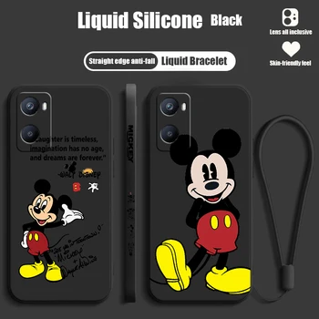 Disney Mickey Cool Для OPPO A98 A96 A94 A93 A77S A76 A74 A73 A72 A57E S A56S Силиконовый Чехол для телефона с Жидкой Левой Веревкой