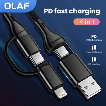 Olaf 4 В 1 USB-кабель Type C для Huawei iPhone 12 11 Pro Max 3A 60 Вт Быстрая Зарядка USB-кабель Type-C для Samsung Xiaomi Redmi