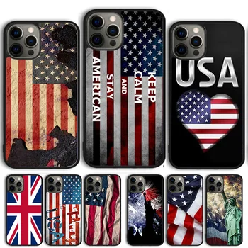 Чехол Для Телефона с Американским Флагом Для iPhone 15 14 13 12 Pro Max mini 11 Pro Max XS X XR 6S 7 8 Plus SE 2020 Coque Shell