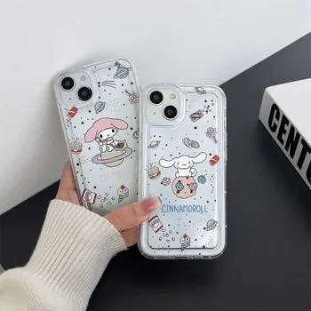 Sanrio My Melody Cinnamoroll space universe прозрачный Чехол Для Телефона iPhone 15 14 13 12 11 Pro Max Xr 14 Plus Case Милый Чехол
