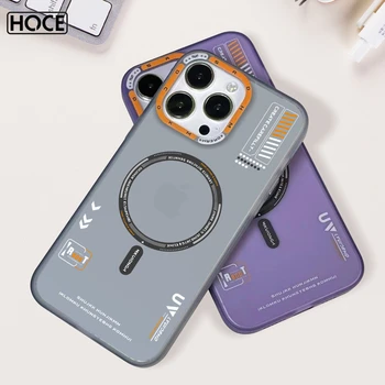 Магнитный матовый чехол для телефона HOCE для iPhone 15 14 13 12 Pro Max, чехлы для беспроводной зарядки, металлическая рамка для объектива, кнопки, крышка