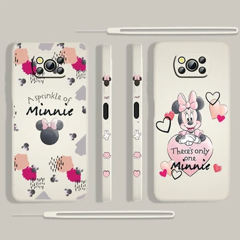 Disney Pink Minne Cute Для Xiaomi POCO M4 X4 F4 X3 NFC F3 GT M4 M3 M2 Pro C3 X2 5G Силиконовый Жидкий Левый Веревочный Чехол Для Телефона Fundas