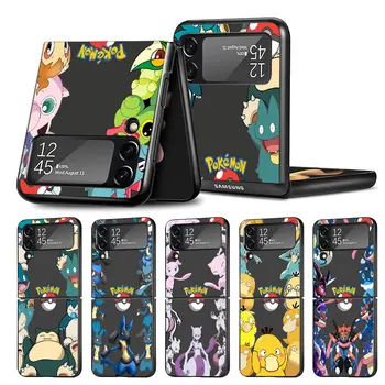 Чехол Pokemon Pikachu Для Samsung Galaxy Z Flip 5 4 3 5G Жесткий Роскошный Чехол Для Мобильного Телефона ZFlip5 ZFlip4 Clear PC Capa